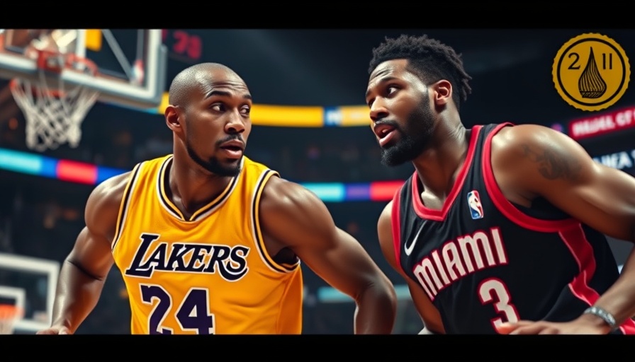 Intense Lakers vs Heat NBA game highlights in a vibrant setting.
