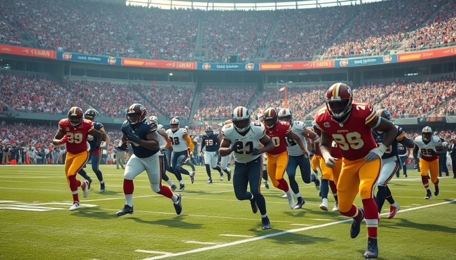 AI sports betting concept with football players in action.