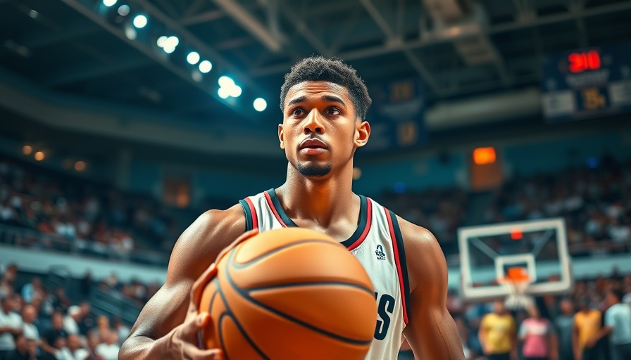 AI sports betting concept with basketball player stats in action.