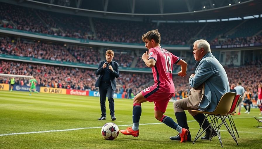 Exciting soccer match with a lively commentary and player in action.