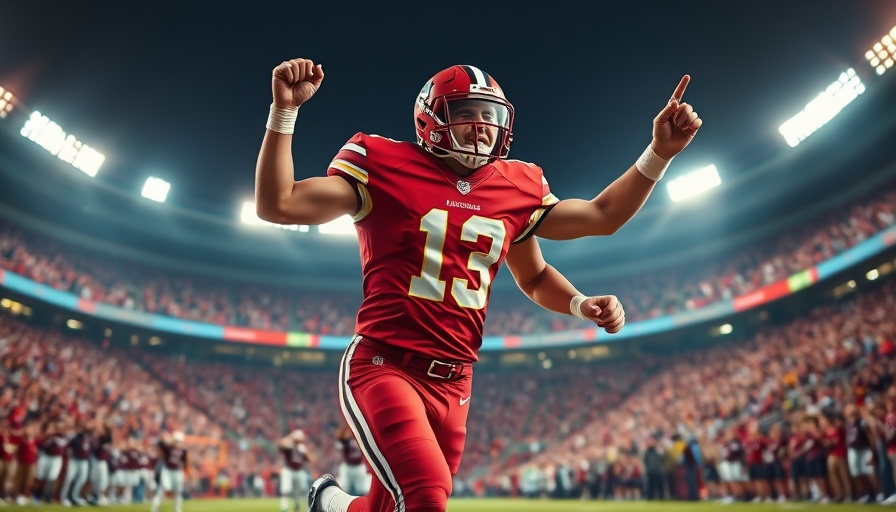 AI sports betting dynamic football touchdown scene in a vivid stadium.