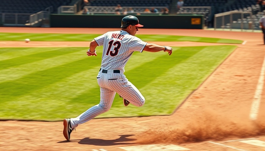 AI sports betting concept with baseball player's dynamic slide on the field.