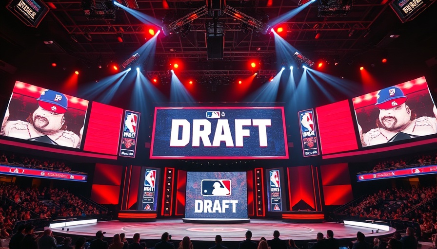 Dynamic MLB draft stage with bright lighting and Orioles selection.