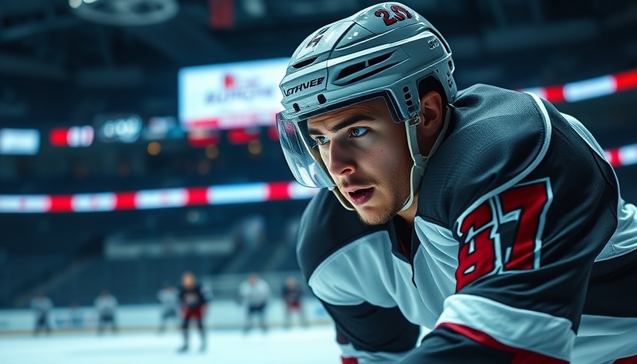 AI sports betting: Focused hockey player during intense game
