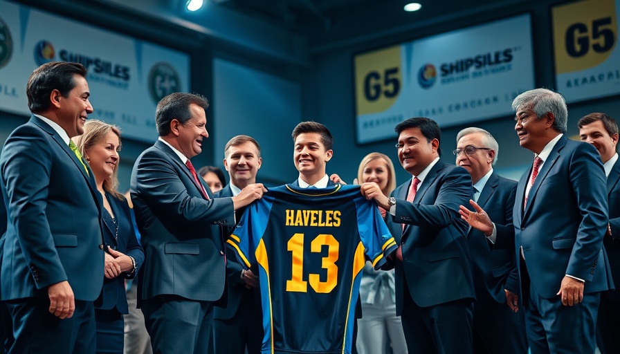 Young athlete receives jersey on stage during sports event, AI sports betting.