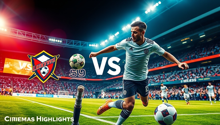 AI sports betting, football match highlights poster with players and logos.