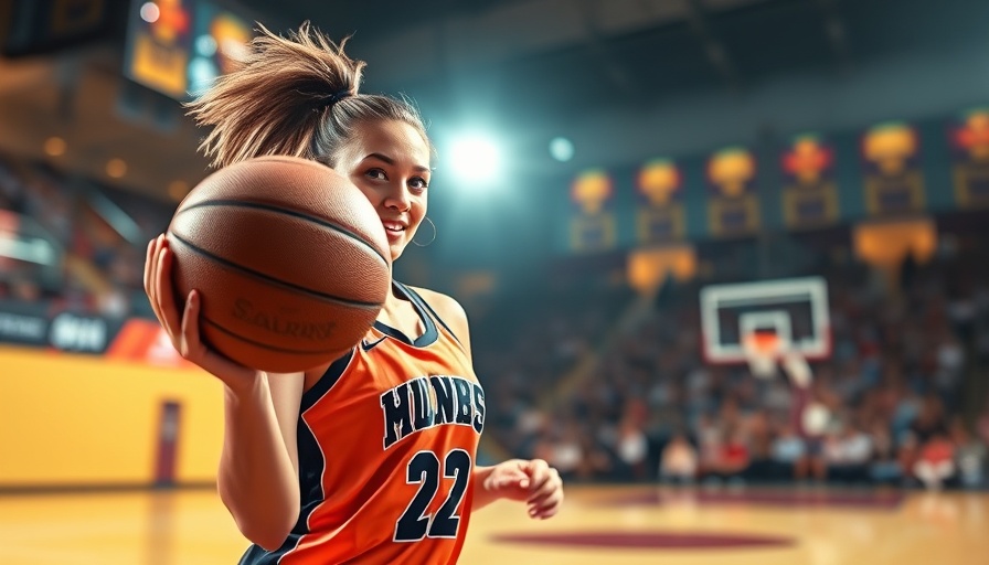 AI sports betting visual representation featuring female basketball player in action.