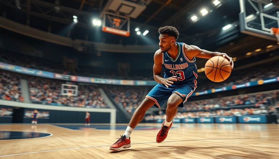 AI sports betting visual with intense basketball game scene