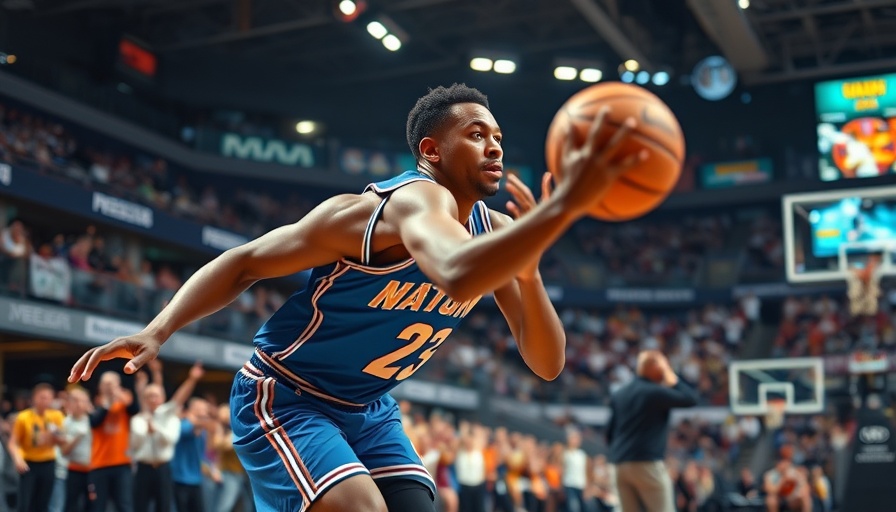 AI sports betting concept with basketball action scene.