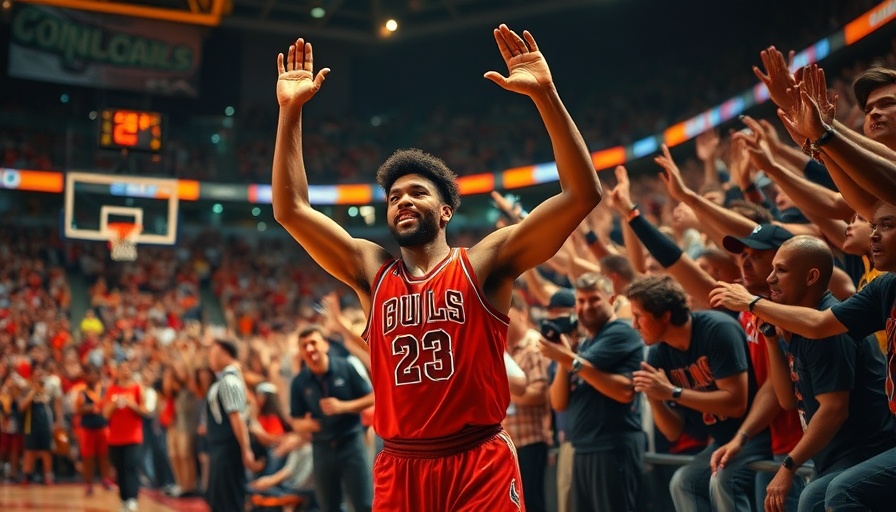 AI sports betting excitement with basketball celebration in stadium.