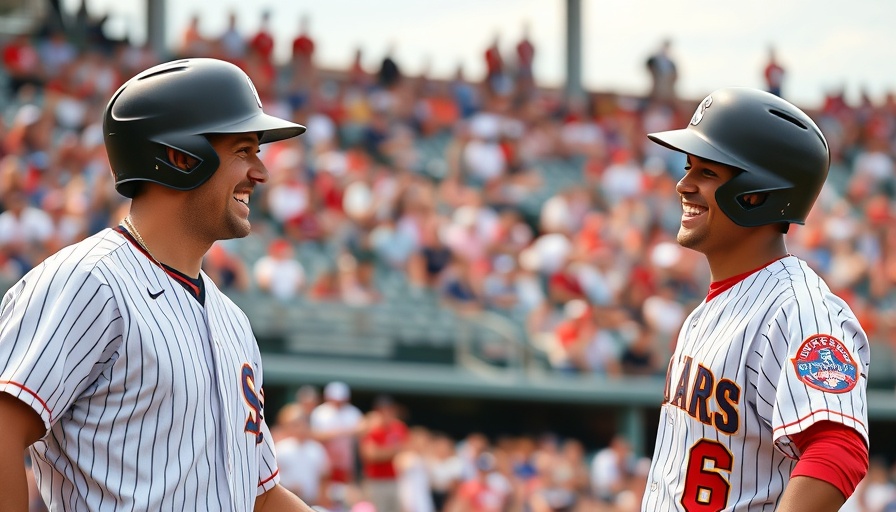 AI sports betting: Lively baseball match highlight with players smiling.