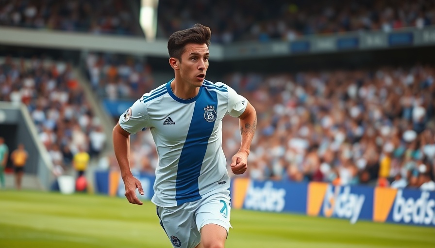 Soccer player in action during a match, vibrant scene.