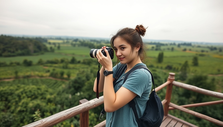 Woman on a nature safari in Atlanta photographing the scenery.