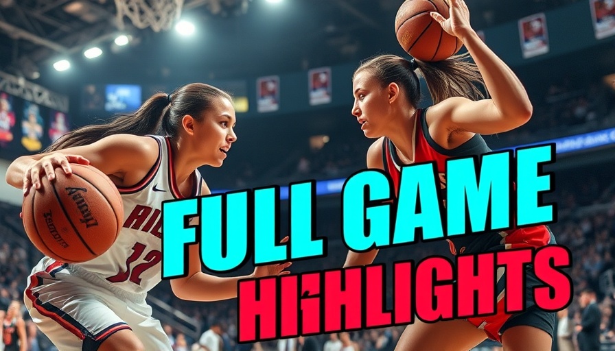 Intense basketball scene with dynamic text overlay, sports highlights.