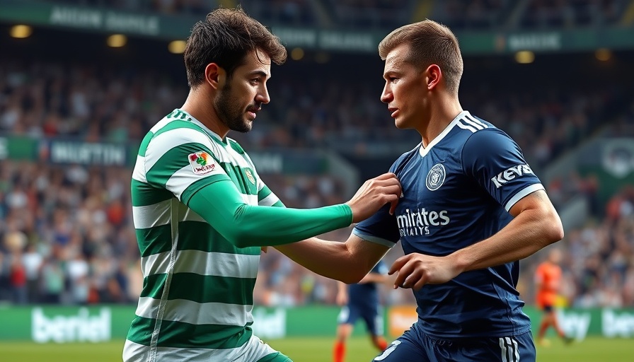 Soccer players face off during a competitive match.