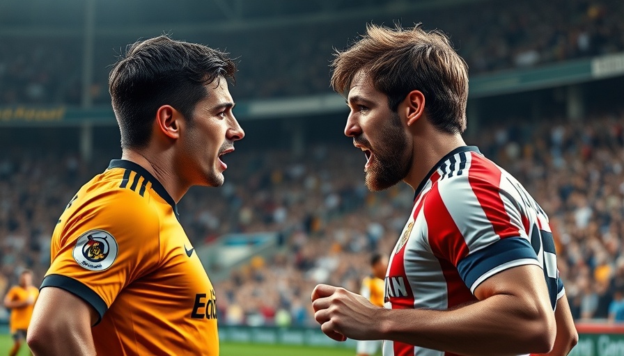 Intense soccer match confrontation capturing AI sports betting tension.