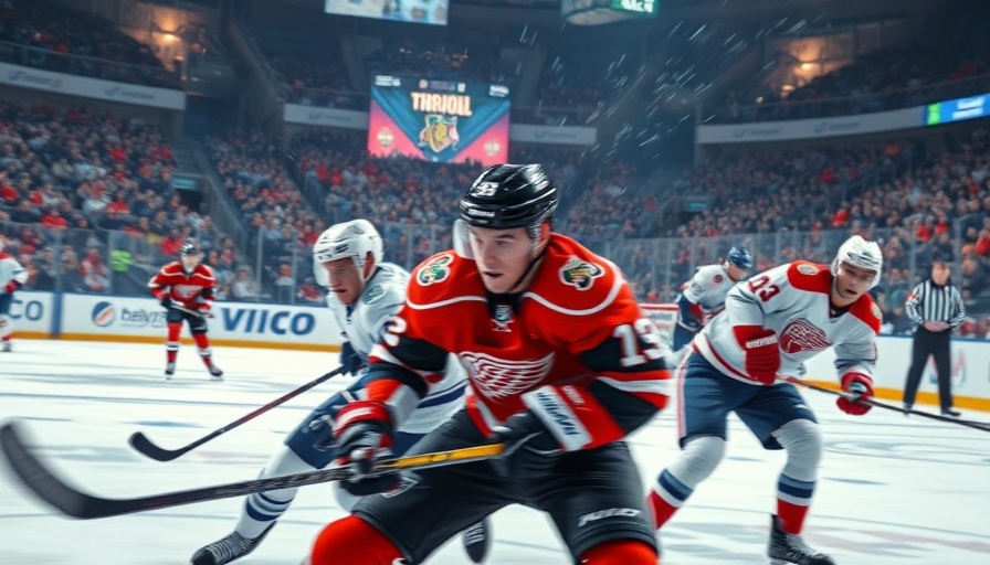 Intense ice hockey game with players in action.