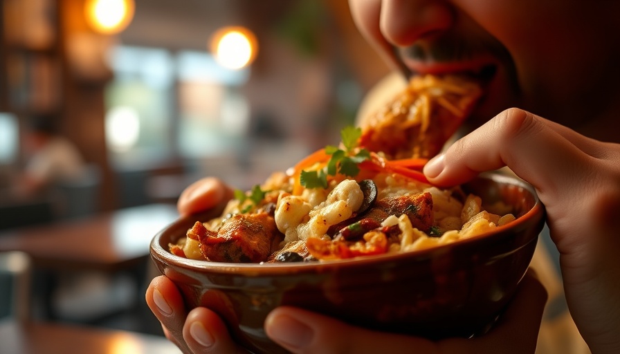 Person enjoying Puerto Rican food in a cozy Atlanta restaurant.