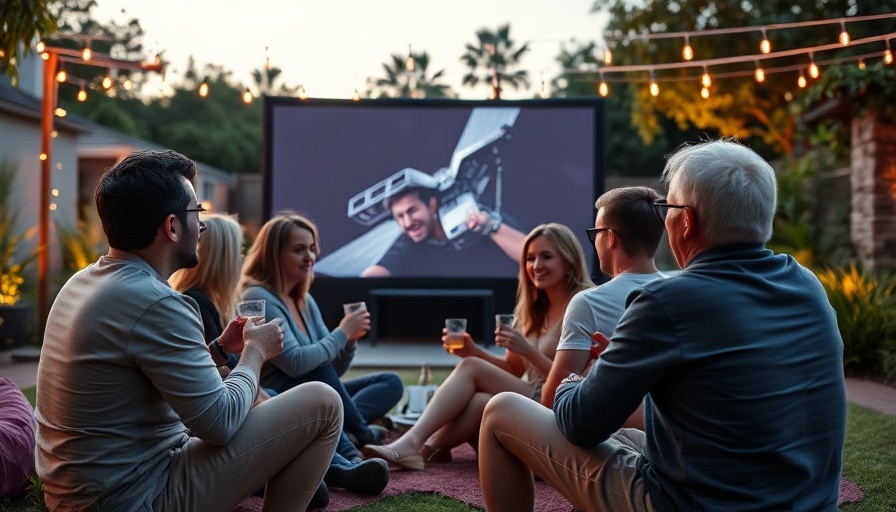 Friends enjoy movie night in garden with a 3-ingredient creamy dip.