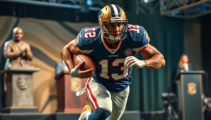 Energetic football player with sports memorabilia, AI sports betting.