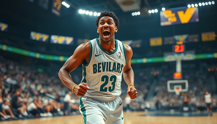 Energetic basketball player celebrating during a game.