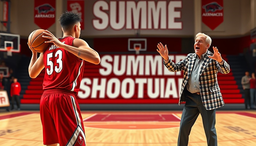Arkansas Razorbacks college basketball season with player and coach.