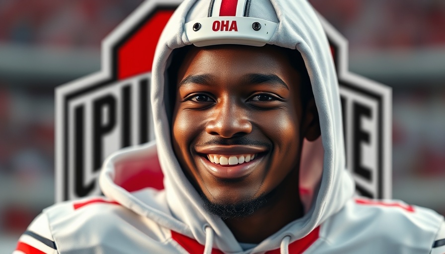 Big Ten vs SEC Rivalry football player Ohio State sports graphic.