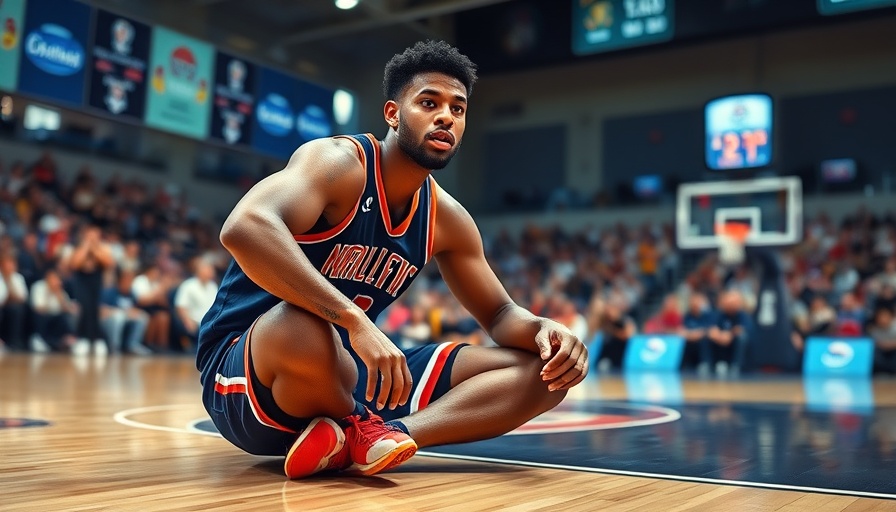 Basketball player on court, showcasing intense game focus.