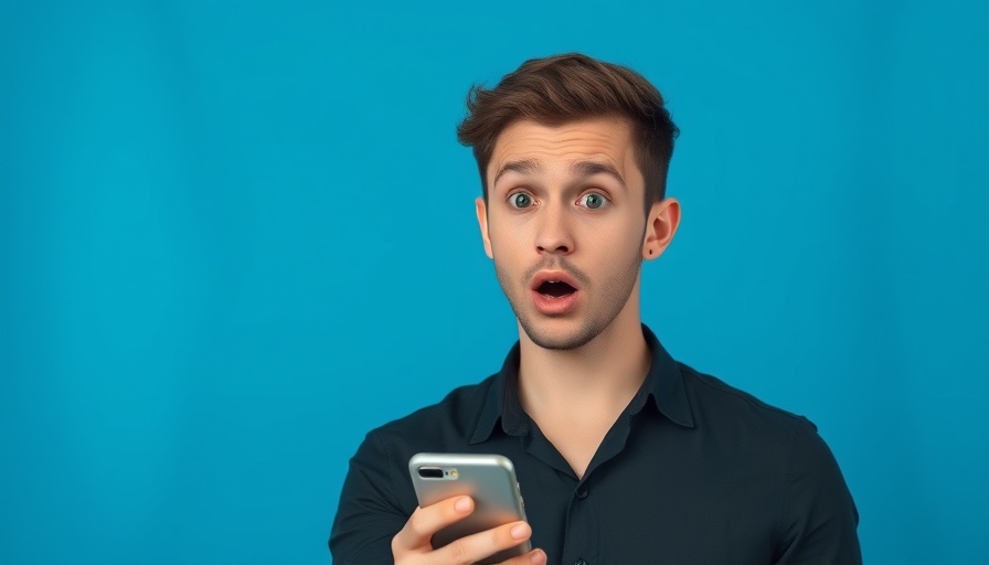 Young man surprised expression holding phone AI sports betting