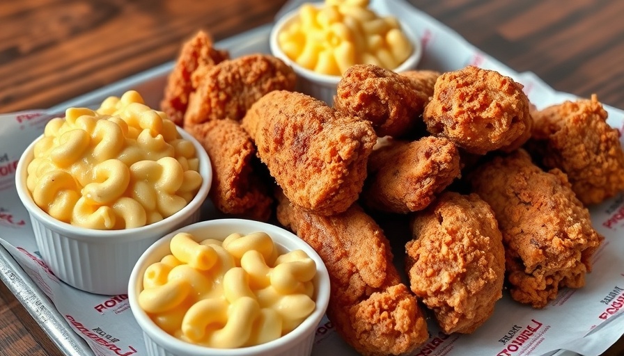 Mouthwatering Atlanta food scene with fried chicken and mac and cheese.