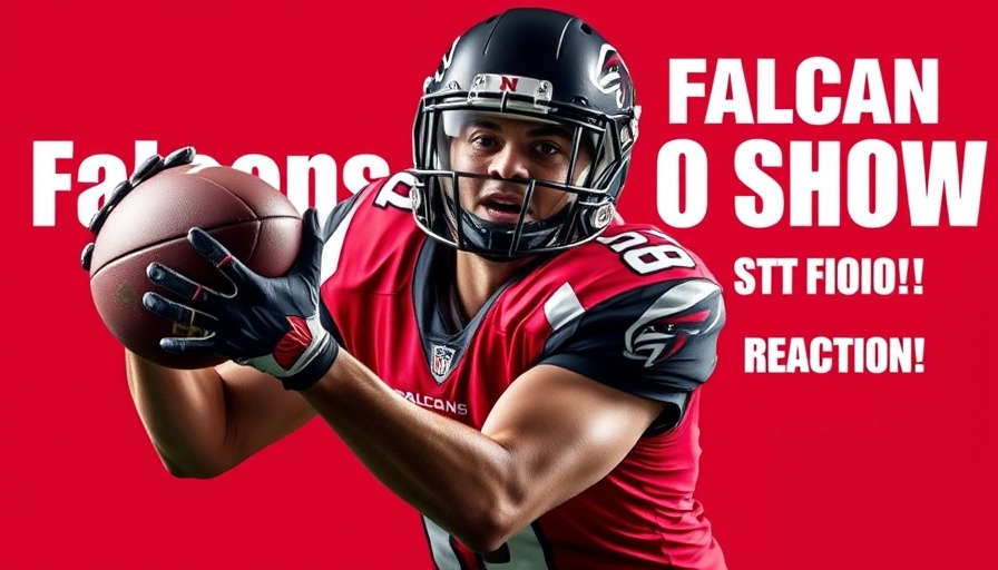 Atlanta Falcons player in action against opponent, vibrant red design.