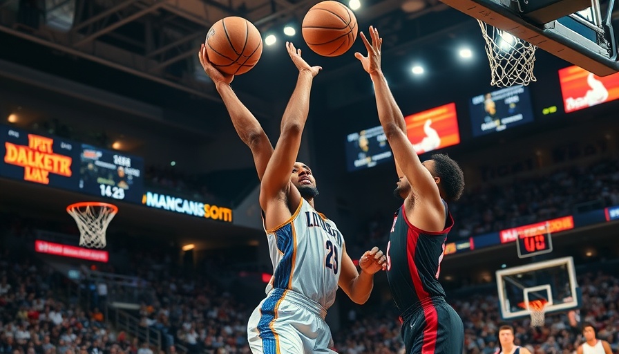 Dynamic basketball scene showcasing intense gameplay.