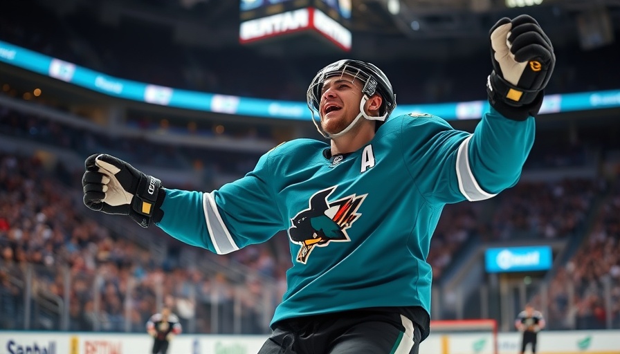 AI sports betting: Hockey player celebrating in a packed arena.