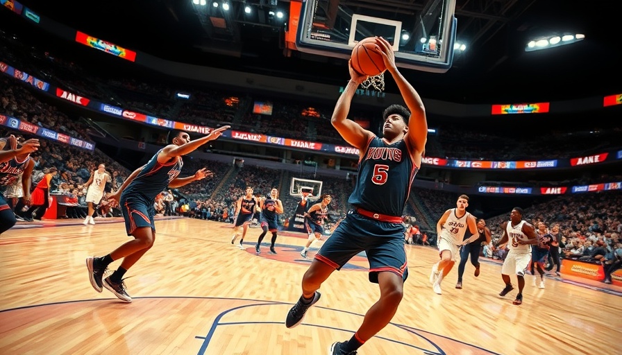 AI sports betting highlighted in dynamic basketball match.