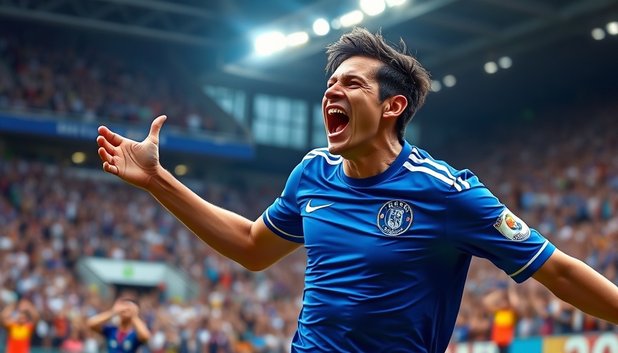 AI sports betting: soccer player celebrating first goal