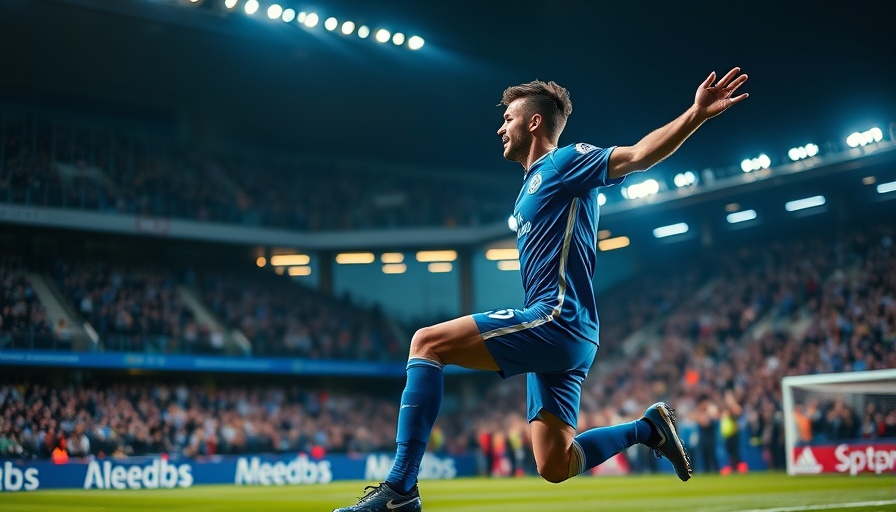 AI sports betting focus on a soccer player's goal celebration.