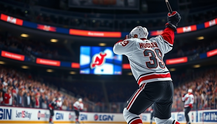 Dynamic hockey celebration with cheering crowd in the background, AI sports betting.
