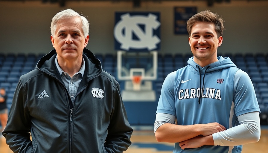 College Basketball Hubert Davis Last Season theme with coach and player on court background.