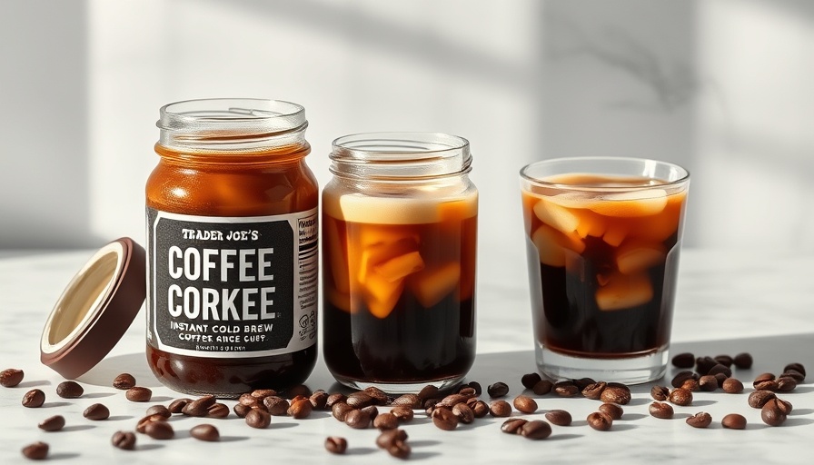 Trader Joe's instant cold brew coffee with iced coffee glasses.