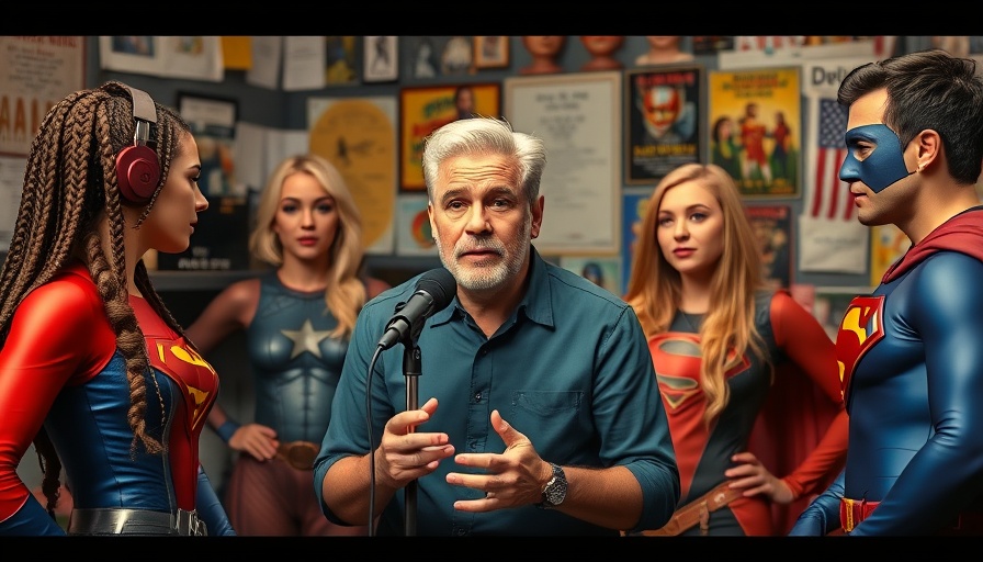 Podcast host discusses Disney's approach with superheroes, collage.