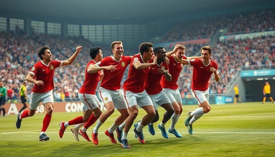 AI sports betting inspiration: soccer team celebrating a goal.