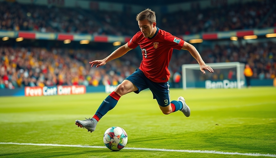 Dynamic soccer player showcasing skills on the field, AI sports betting.
