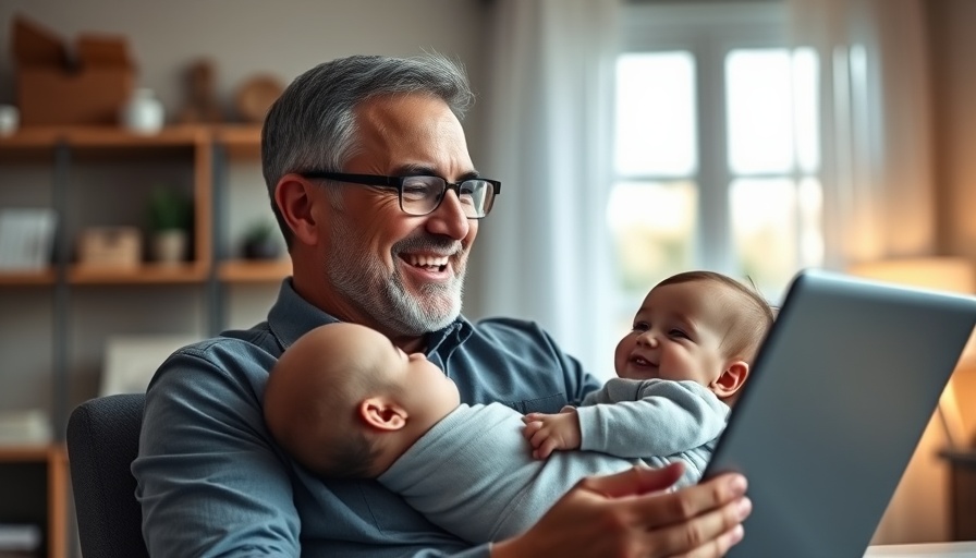 AI sports betting: Middle-aged man and baby during a conference.