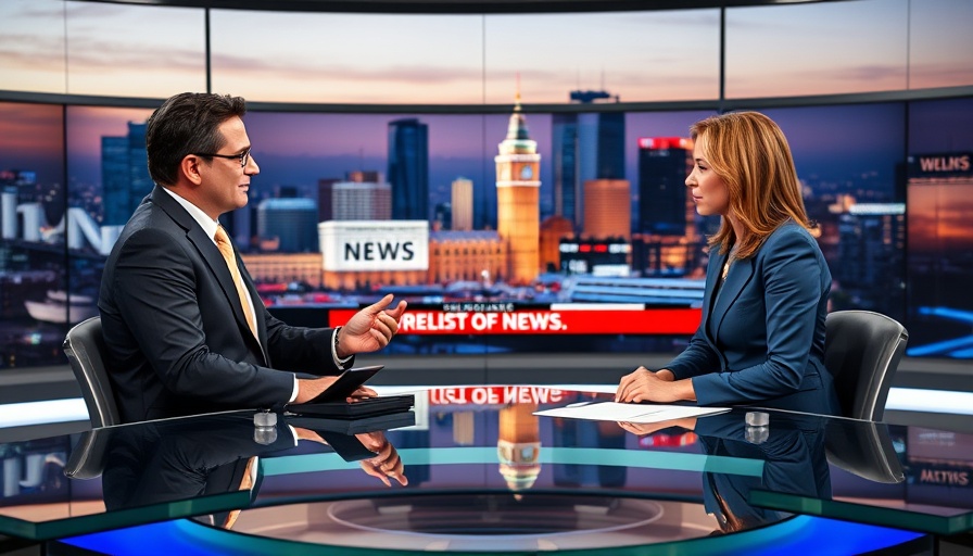 Two news anchors discuss classification of government documents on split screen.