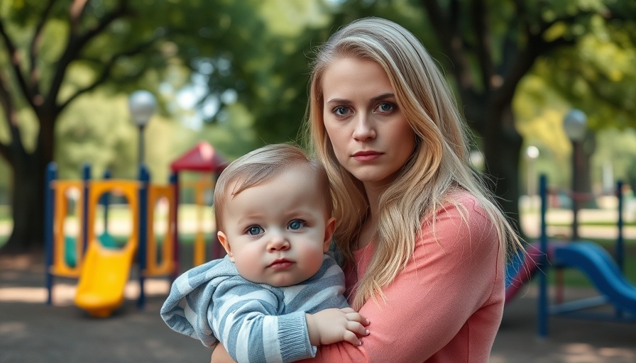 Concerned Minnesota mom at playground, considering legal implications.