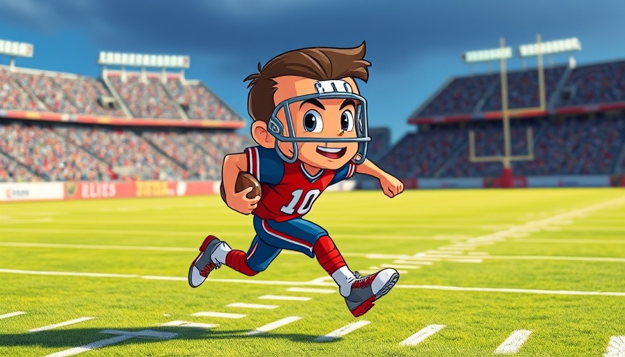 Cartoon football player on field illustrating AI sports betting.