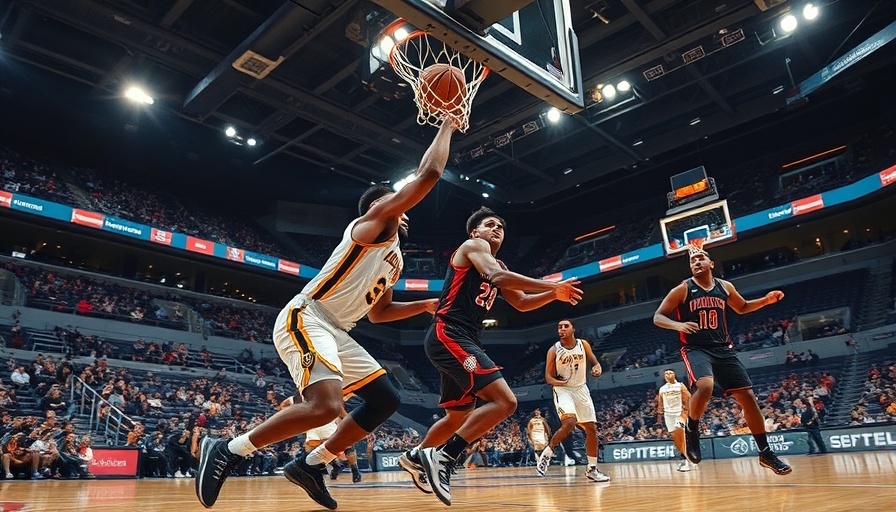 Intense basketball game highlights showcasing AI sports betting potential.