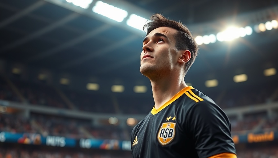 AI sports betting: Focused soccer player in black jersey on the field.