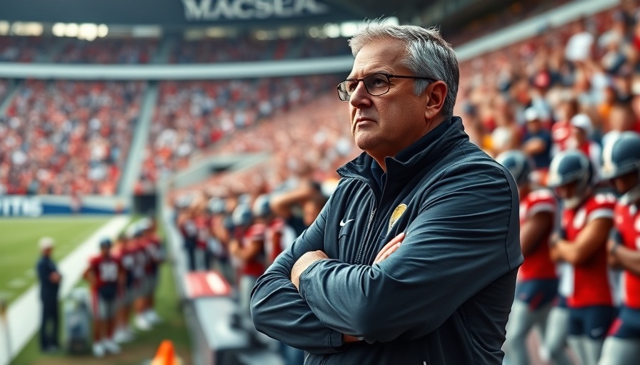 AI sports betting scene with thoughtful coach on sidelines.