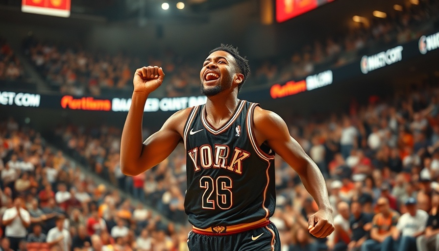 AI sports betting concept with basketball player celebration.